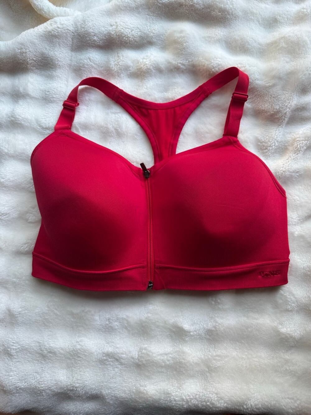 Victoria’s Secret PINK Red Front Zip High Support Sports Bra Racerback large DD